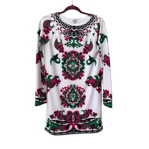TIBI Boho Patterned Shift Mini Dress‎ Small
